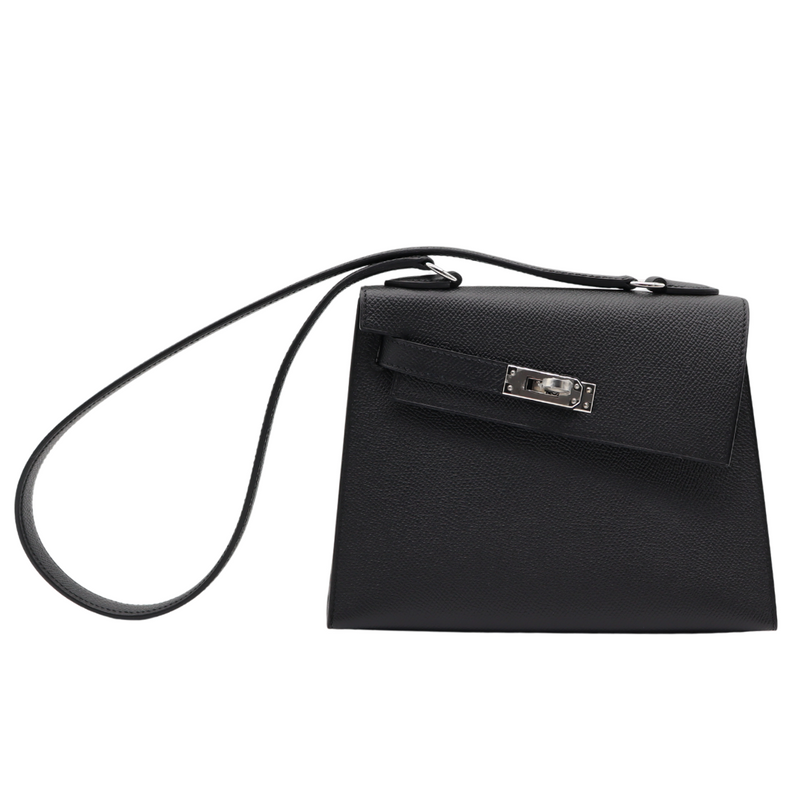 Hermès Kelly en Desordre Black Epsom Leather Palladium Hardware