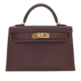 Hermès Kelly II Sellier Mini Verso Havane/Gris Touretelle Chèvre Leather Gold Hardware