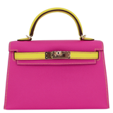 Hermès Kelly II Sellier Mini HSS Rose Magnolia/Lime Epsom Leather Permabrass Hardware