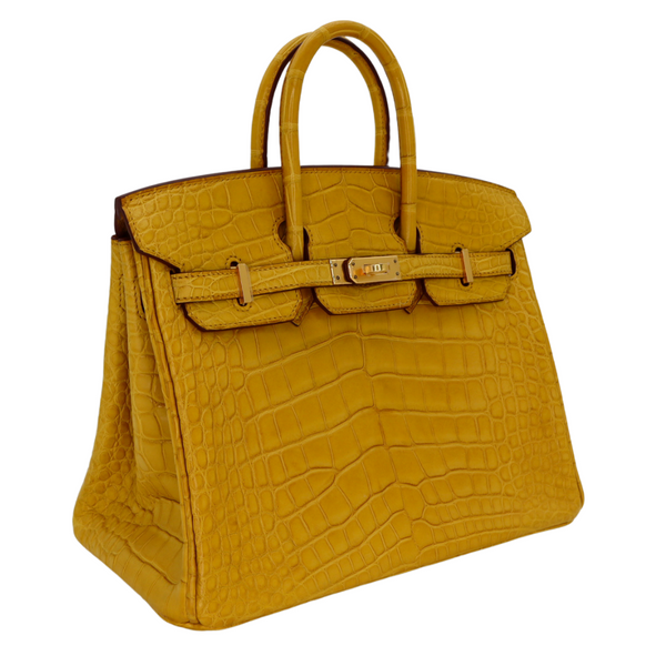 Hermès 25cm Birkin Ambre Matte Alligator Gold Hardware