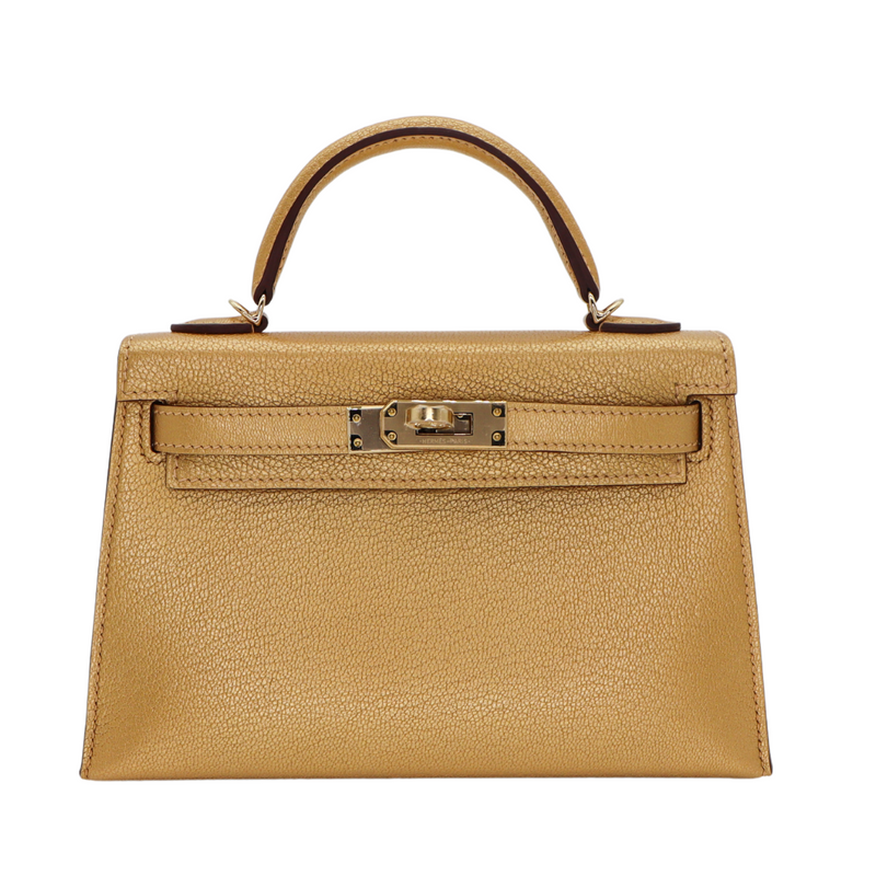 Hermès Mini Kelly II Doré Metallic Chèvre Chamkilight Permabrass Hardware