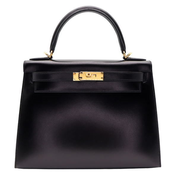 Hermès 28cm Kelly Sellier Black Box Calf Leather Gold Hardware