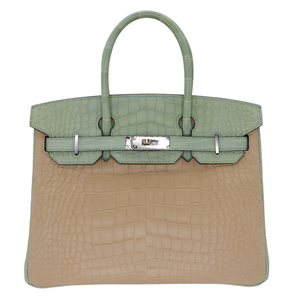 Hermès 30cm Birkin Trench/Vert D’Eau Matte Alligator Palladium Hardware