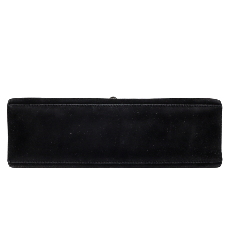 Hermès Kelly Pochette Doblis Black Suede Leather Palladium Hardware