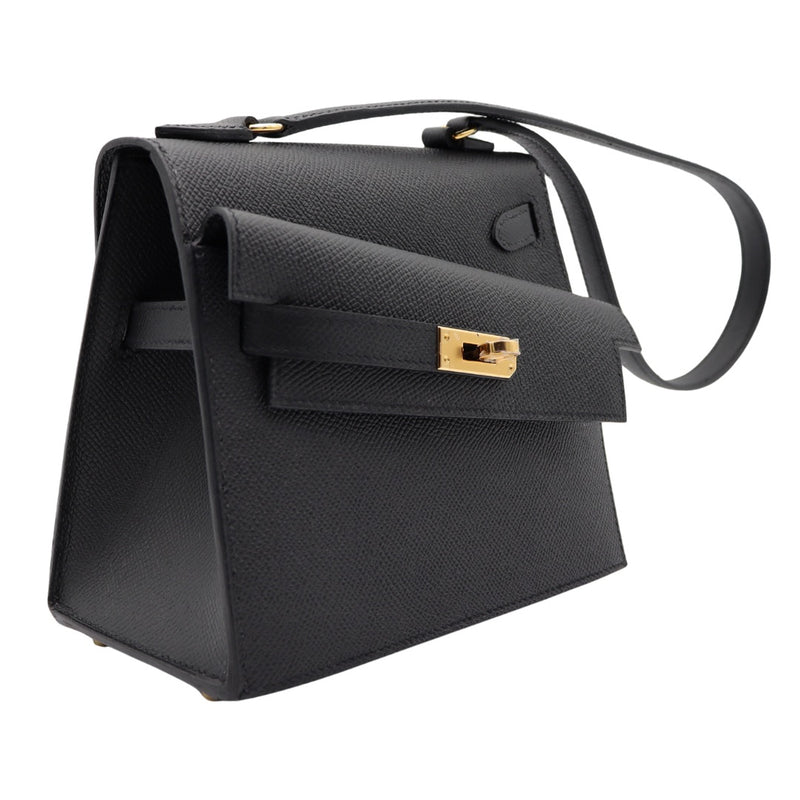 Hermès Kelly en Desordre Black Epsom Leather Gold Hardware