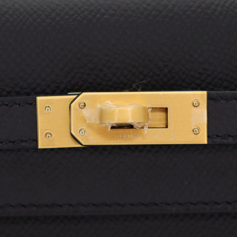 Hermès 25cm Kelly Sellier HSS Black/Gold Epsom Leather Brushed Gold Hardware