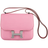 Herm�s 18cm Constance Bubblegum Epsom Leather Palladium Hardware