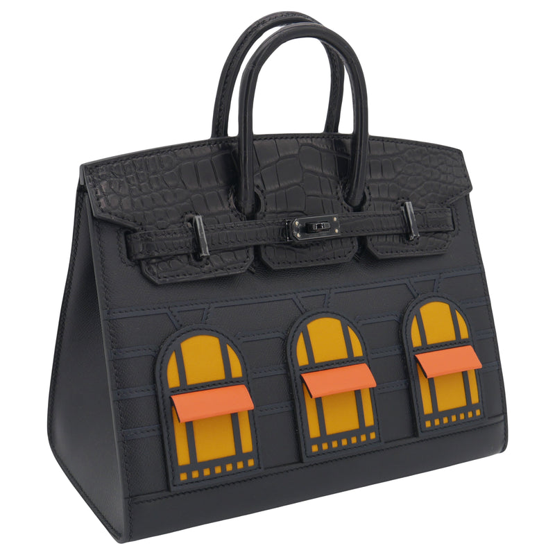 Herm�s 20cm Birkin Sellier Faubourg House Midnight So Black Hardware