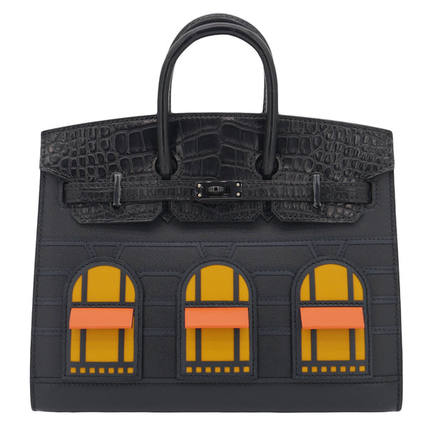 Herm�s 20cm Birkin Sellier Faubourg House Midnight So Black Hardware