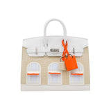 Herm�s 20cm Birkin Sellier Faubourg House White Snow Palladium Hardware