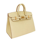 Herm�s 20cm Birkin Sellier Vanilla Matte Alligator Gold Hardware