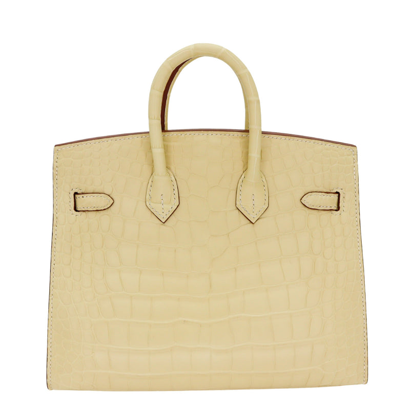 Herm�s 20cm Birkin Sellier Vanilla Matte Alligator Gold Hardware