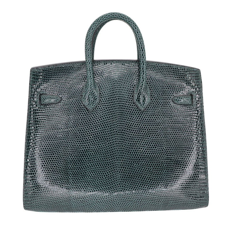 Herm�s 20cm Birkin Sellier Vert Cypress Shiny Lizard Gold Hardware