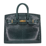 Herm�s 20cm Birkin Sellier Vert Cypress Shiny Lizard Gold Hardware