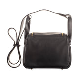 Herm�s 20cm Lindy Mini Black Swift Leather Gold Hardware