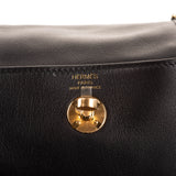 Herm�s 20cm Lindy Mini Black Swift Leather Gold Hardware