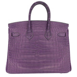 Herm�s 25cm Birkin Amethyst Matte Alligator Palladium Hardware