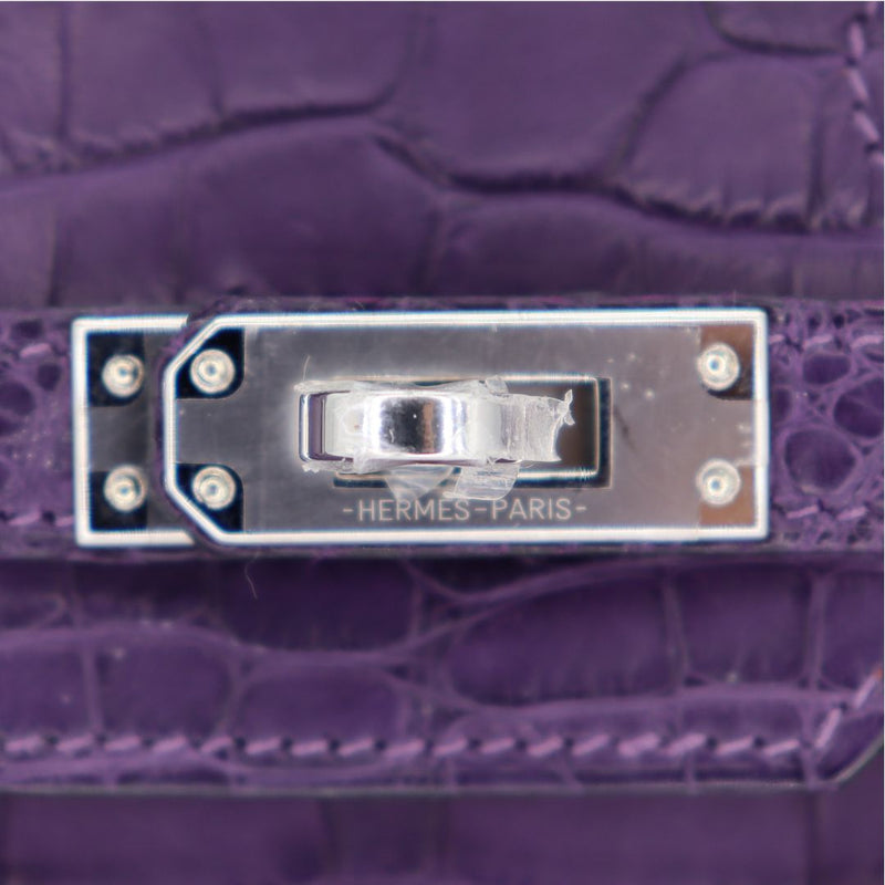 Herm�s 25cm Birkin Amethyst Matte Alligator Palladium Hardware