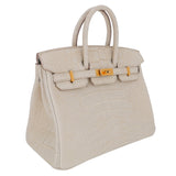 Herm�s 25cm Birkin Beton Matte Alligator Gold Hardware