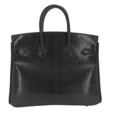 Herm�s 25cm Birkin Black Lizard Gold Hardware