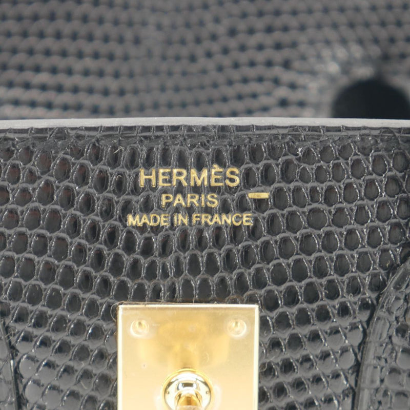 Herm�s 25cm Birkin Black Lizard Gold Hardware