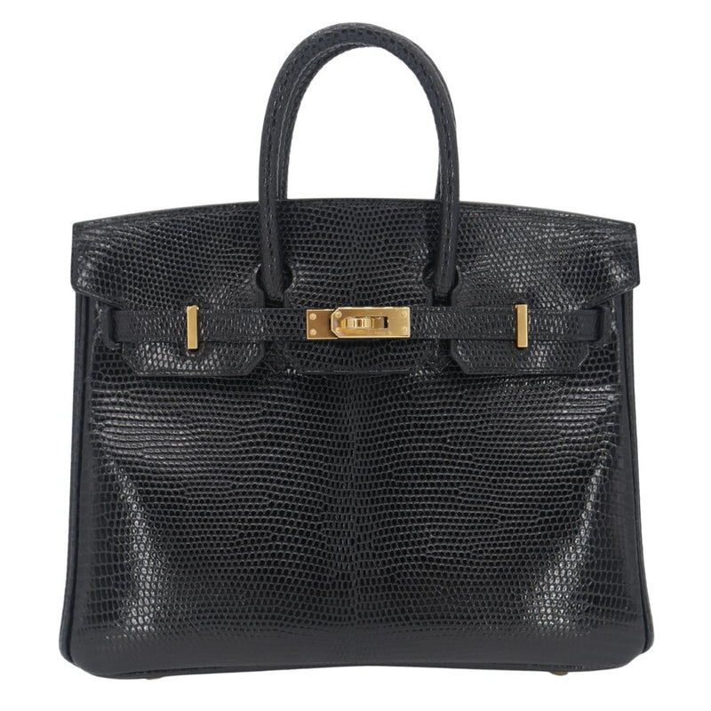 Herm�s 25cm Birkin Black Lizard Gold Hardware