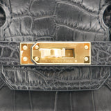 Herm�s 25cm Birkin Black Matte Alligator Gold Hardware