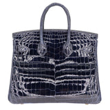 Herm√®s 25cm Birkin Bleu Baltique Shiny Niloticus GHW