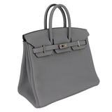 Herm�s 25cm Birkin Bleu Lin Togo Leather Palladium Hardware