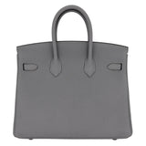 Herm�s 25cm Birkin Bleu Lin Togo Leather Palladium Hardware