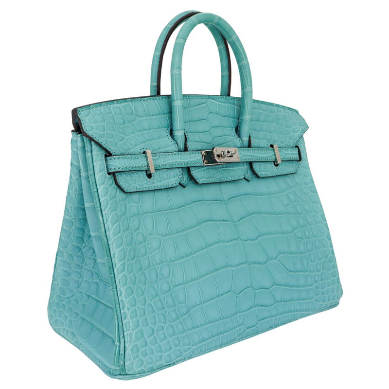 Herm�s 25cm Birkin Bleu Saint Cyr Matte Alligator Palladium Hardware