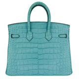 Herm�s 25cm Birkin Bleu Saint Cyr Matte Alligator Palladium Hardware