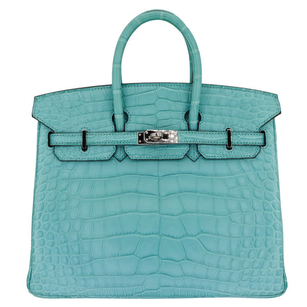 Herm�s 25cm Birkin Bleu Saint Cyr Matte Alligator Palladium Hardware