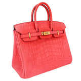 Herm�s 25cm Birkin Bougainvillea Matte Alligator Gold Hardware