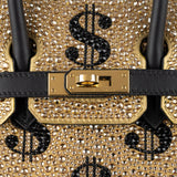 Herm�s 25cm Birkin Customized Gold Moneybags Swarovski Crystal Gold Hardware