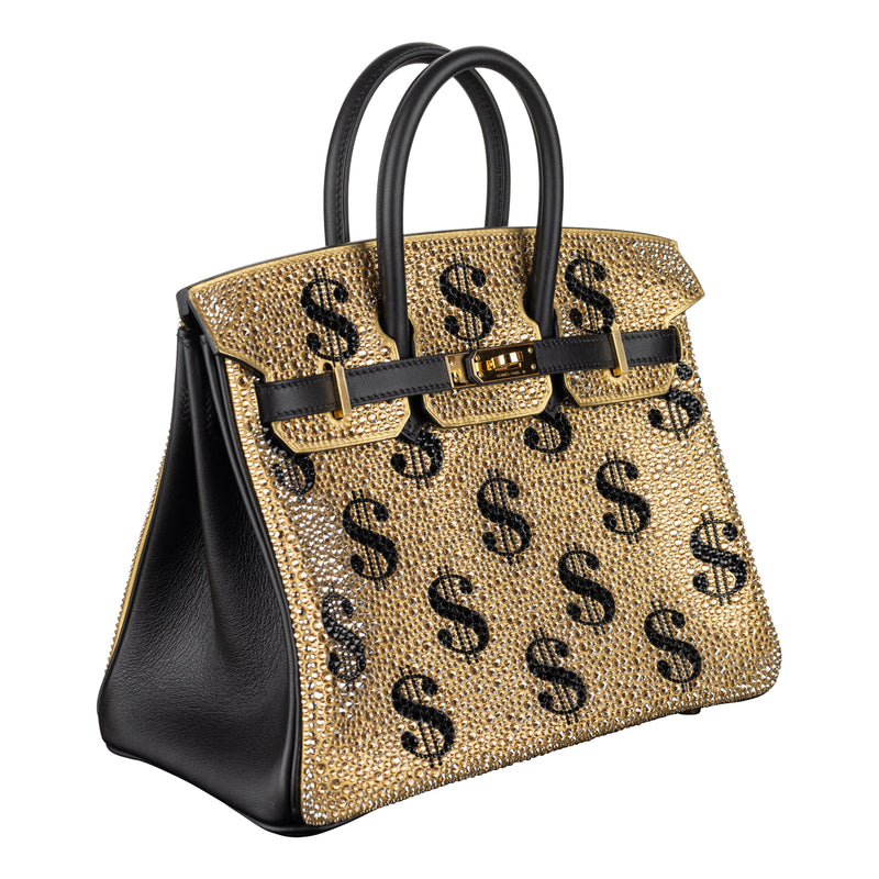 Herm�s 25cm Birkin Customized Gold Moneybags Swarovski Crystal Gold Hardware