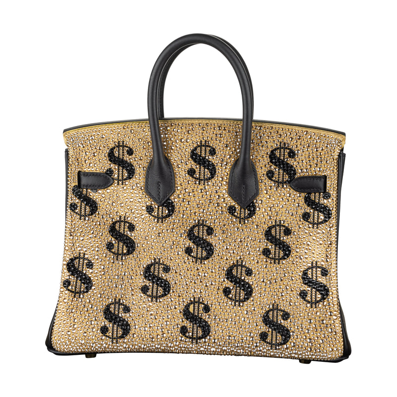 Herm�s 25cm Birkin Customized Gold Moneybags Swarovski Crystal Gold Hardware