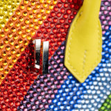 Herm�s 25cm Birkin Customized Rainbow Chevron Swarovski Crystal Palladium Hardware