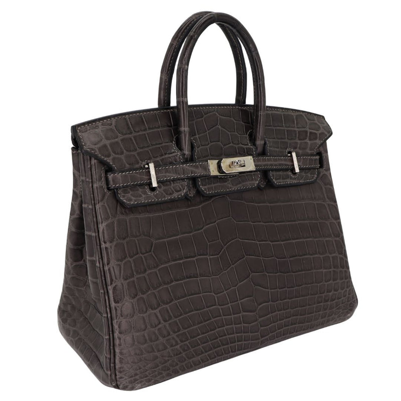 Herm�s 25cm Birkin Graphite Matte Niloticus Crocodile Palladium Hardware