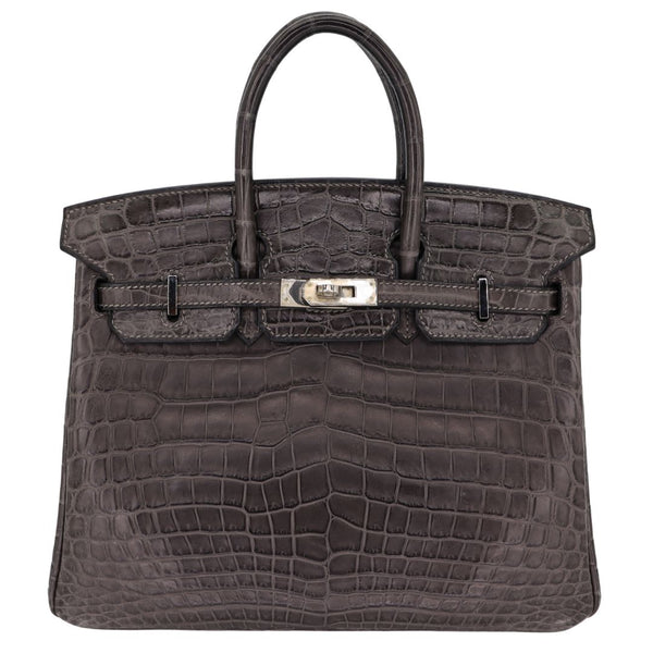 Herm�s 25cm Birkin Graphite Matte Niloticus Crocodile Palladium Hardware