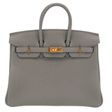 Herm�s 25cm Birkin Gris Meyer Togo Leather Gold Hardware