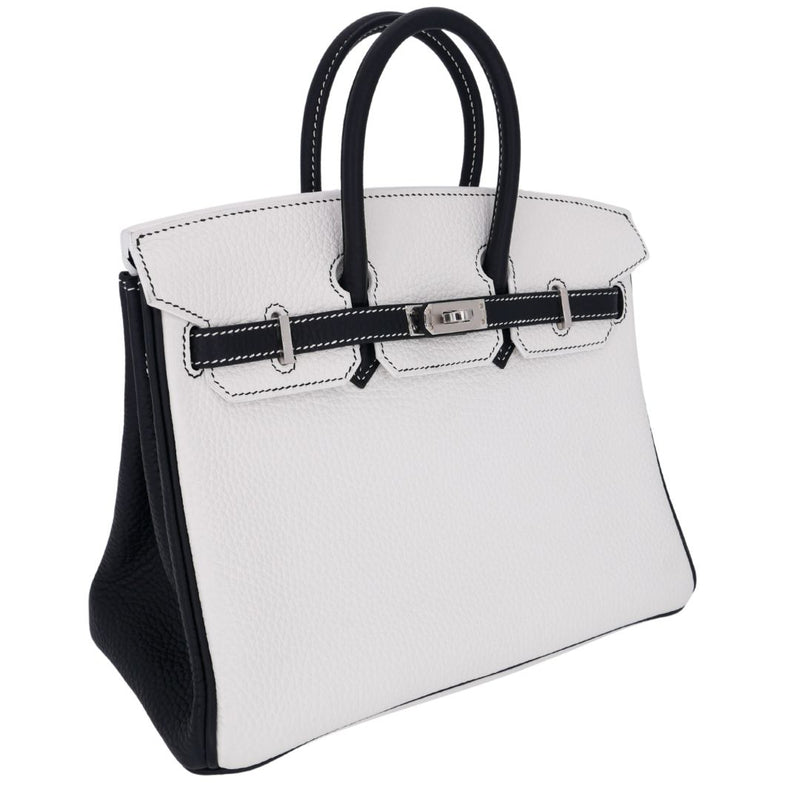 Herm�s 25cm Birkin HSS Panda Black/White Clemence Leather Palladium Hardware