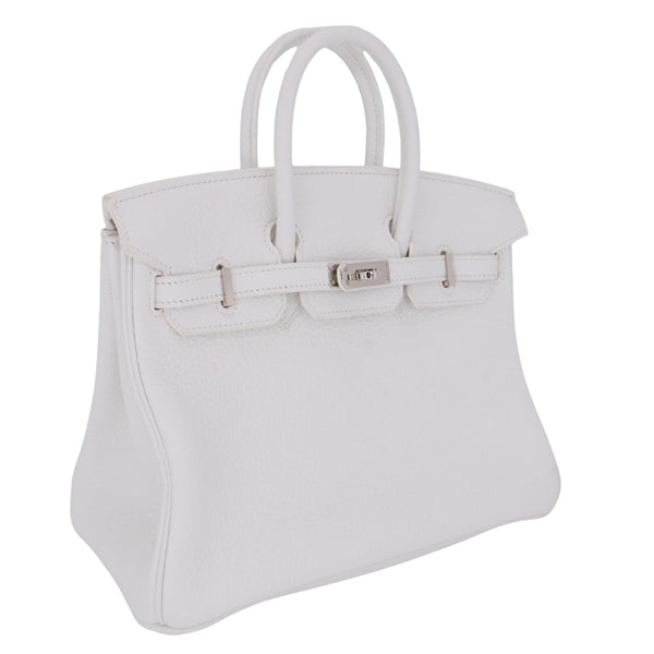 Herm�s 25cm Birkin HSS White Clemence Leather Palladium Hardware