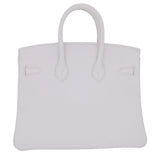 Herm�s 25cm Birkin HSS White Clemence Leather Palladium Hardware