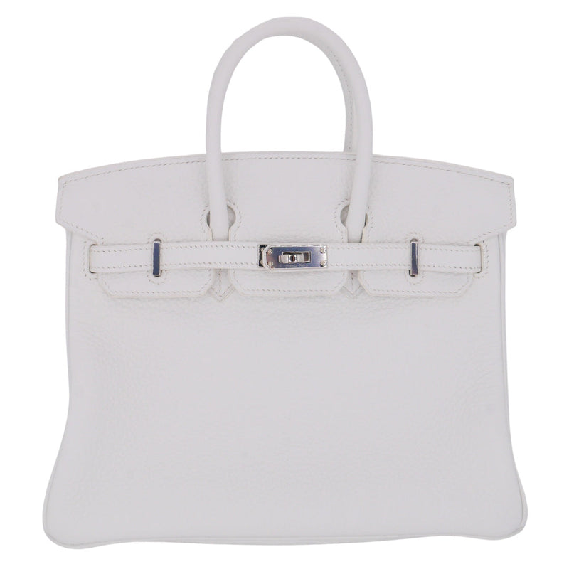 Herm�s 25cm Birkin HSS White Clemence Leather Palladium Hardware