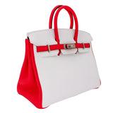 Herm�s 25cm Birkin HSS White/Rose Extreme Clemence Leather Brushed Palladium Hardware