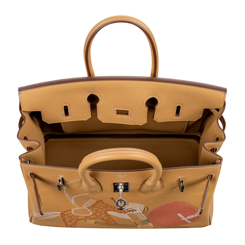 Herm�s 25cm Birkin In and Out Biscuit/Multicolor Swift Leather Palladium Hardware