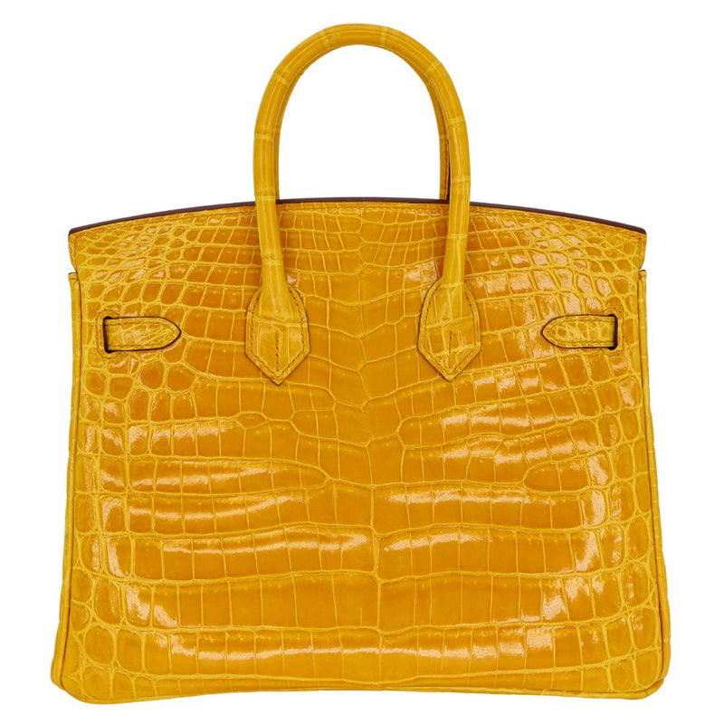 Herm�s 25cm Birkin Jaune Ambre Shiny Niloticus Crocodile GHW