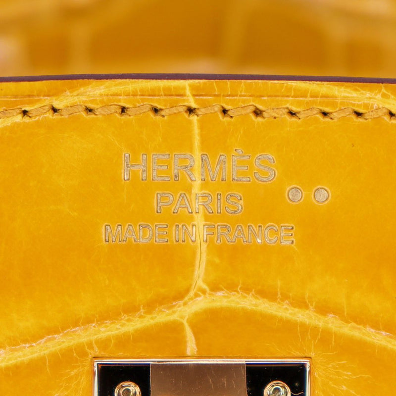 Herm�s 25cm Birkin Jaune Ambre Shiny Niloticus Crocodile GHW