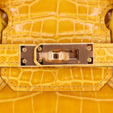 Herm�s 25cm Birkin Jaune Ambre Shiny Niloticus Crocodile GHW